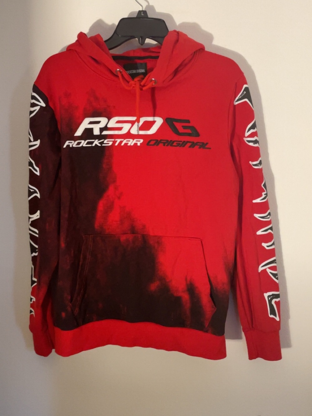 Men’s RockStar Red Hooded Pullover Sweatshirt